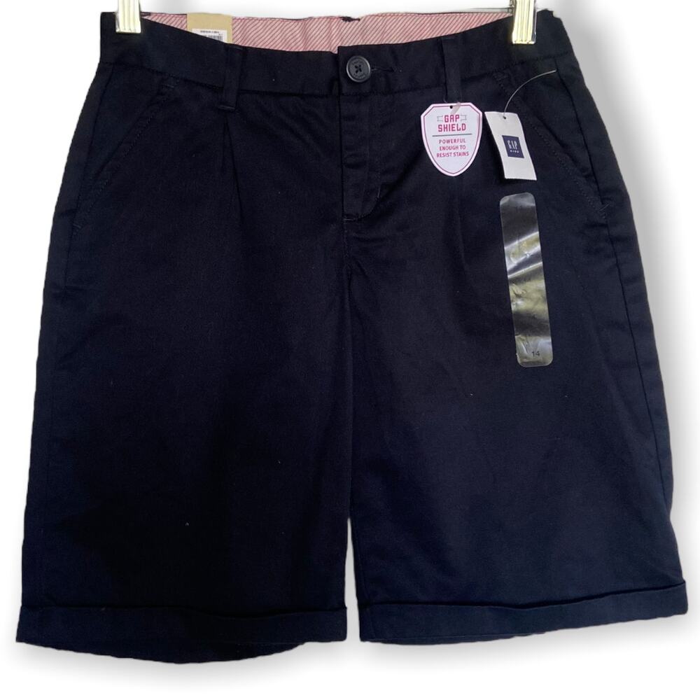 Gap Girls Shorts Size 14 Navy Blue Cuffed Uniform Style Longer‎ Length NEW